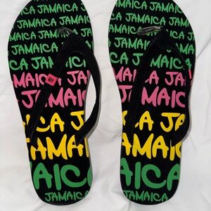 Jamaica Flip Flops with Colorful Text